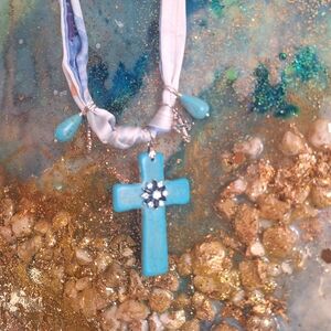 Cross Charm  Bandana Necklace